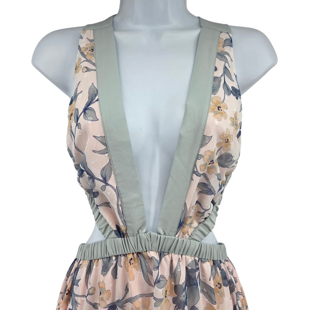 Hello Molly Forward Fashion Maxi Dress S Floral Cutout Criss Cross Back Boho - Picture 11 of 12